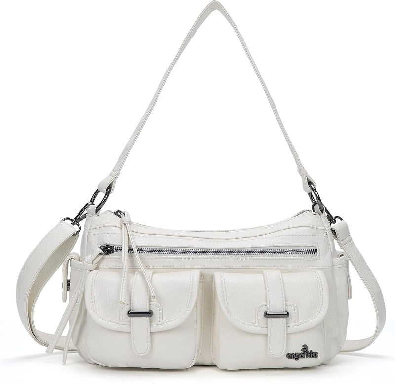 Women's Soft Vegan Leather Hobo Crossbody Multi Pocket Bag1
