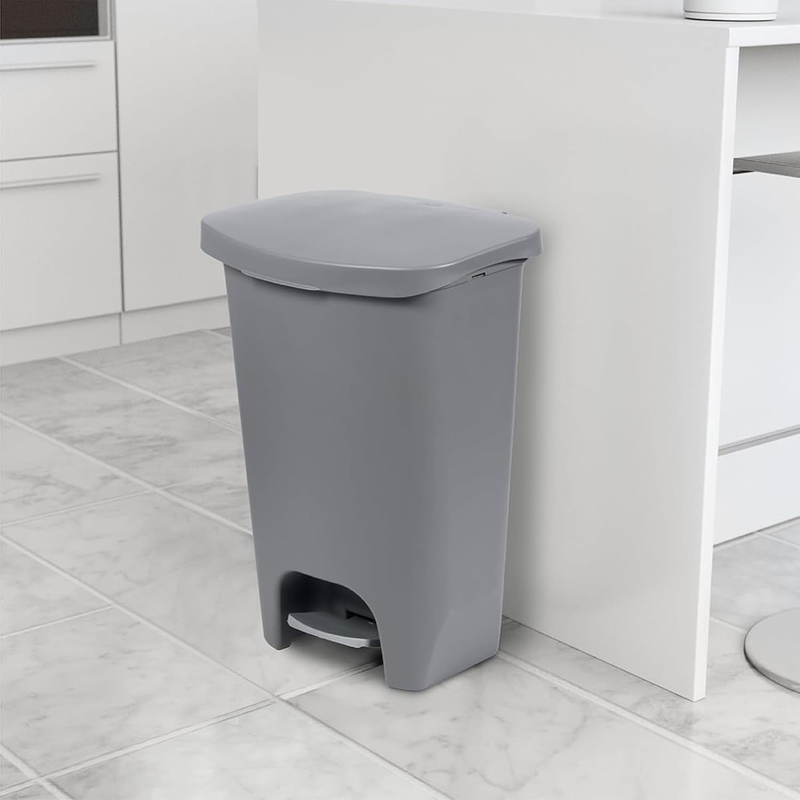 Kitchen Trash Can 13 Gallon Step Pedal Lid Odor Proof Grey Bin6