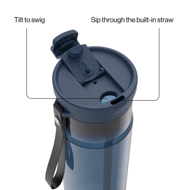28oz DualSip Leakproof Water Bottle Tumbler Straw Carry Strap Blue1