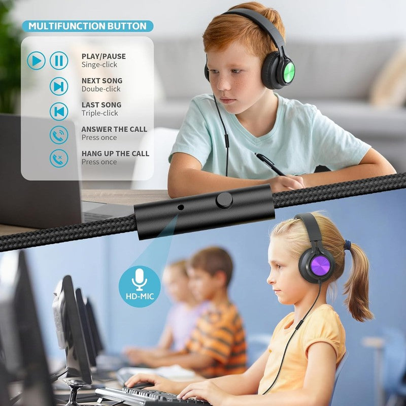 30 Pack Classroom Headphones Wired with Mic for Students K-12 Chromebook Tablet2