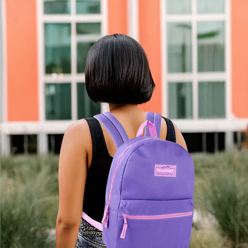 17" Solid Color Backpack Purple Work Office Gym Travel Bag5