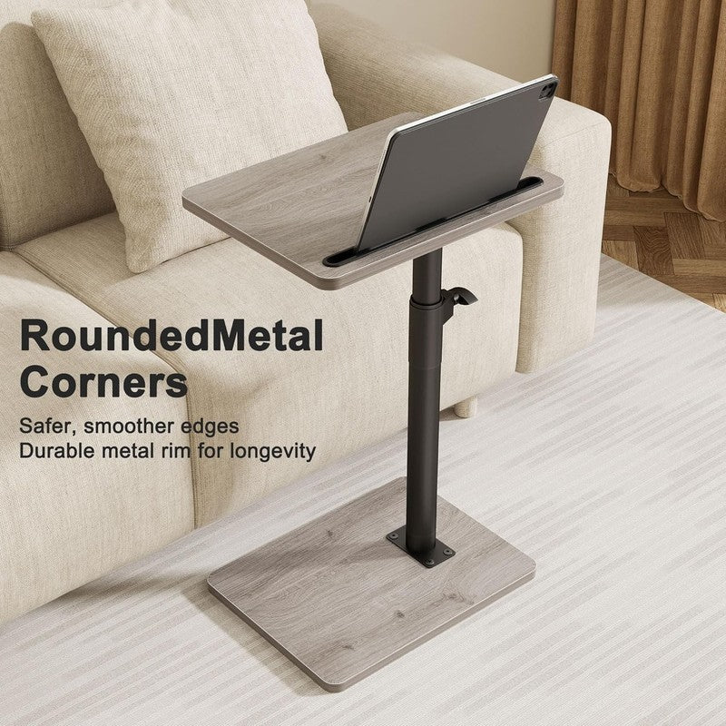 360° Swivel Adjustable Sofa Arm Tray Table Gray Side Table5