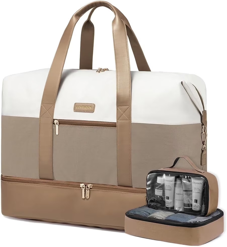 Women Travel Duffel Bag Large Weekender Gym Bag Shoe Compartment Packing Cubes7