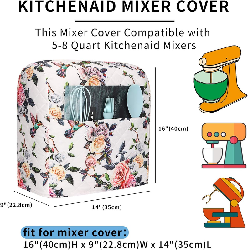 KitchenAid Stand Mixer Cover 5 8 Qt Quilted w/ Pockets Dust Cover1