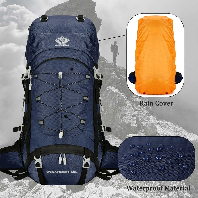 60L Hiking Camping Backpack Water Resistant with Rain Cover5