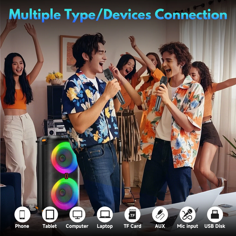 Bluetooth Party Speaker Dual 6.5in Subwoofer LED Lights Deep Bass Portable2