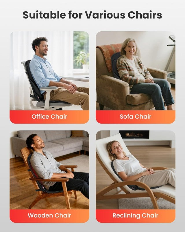 Vibration Back Massager Seat Cushion w/ Heat 5 Modes Chair Pad War5