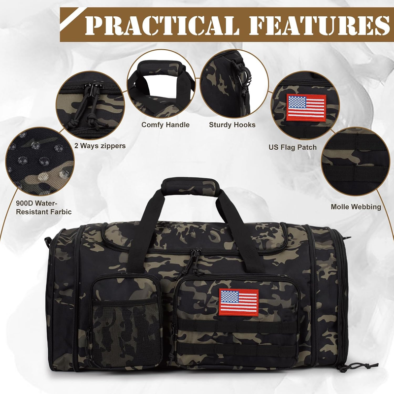 Tactical Duffle Bag for Travel Expandable 52L Large Duffle Bag for Men Gym Duffe4