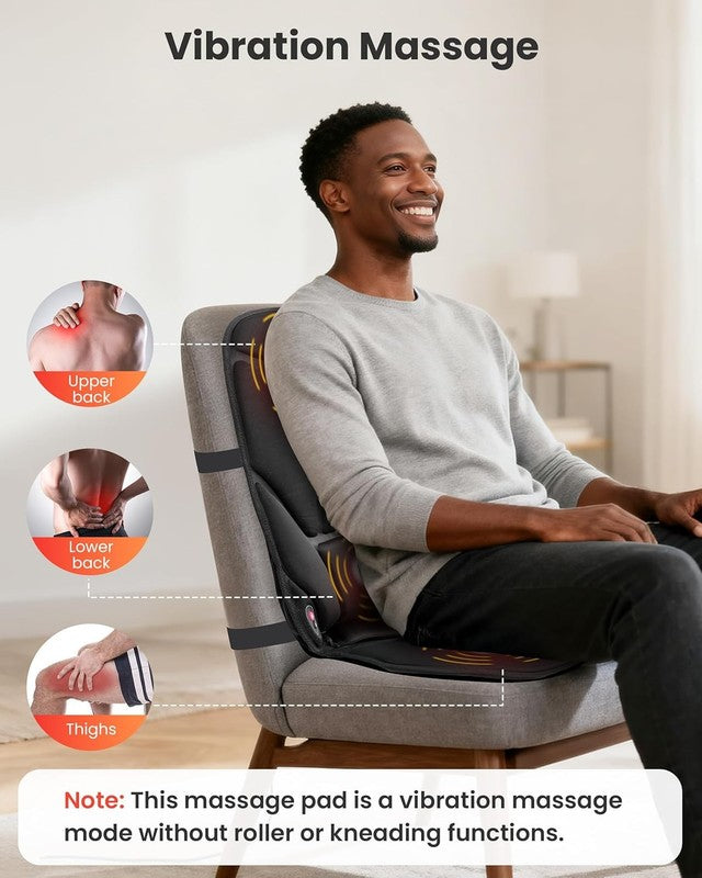 Vibration Back Massager Seat Cushion w/ Heat 5 Modes Chair Pad War1