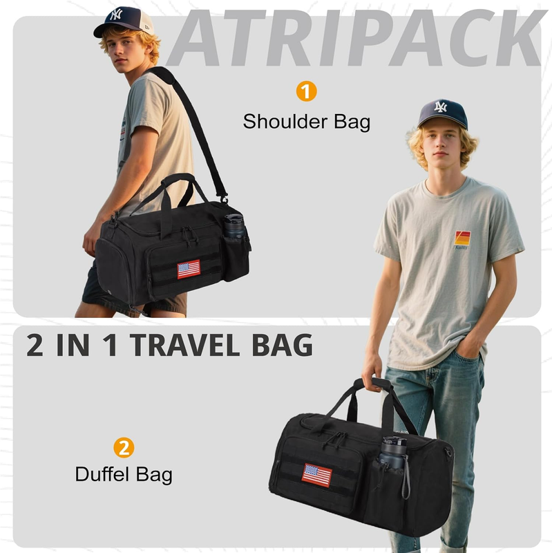 Tactical Gym Bag for Men, 40L Large Capacity Duffle Bags with Shoes Compartment,4