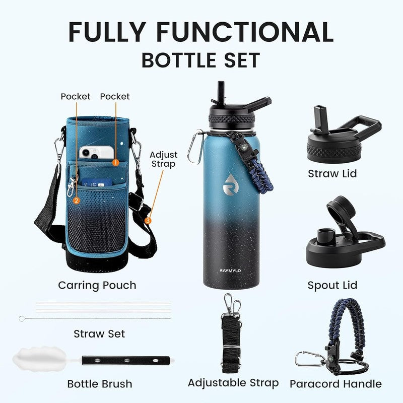 64oz Insulated Water Bottle Midnight Blue Speckle   Triple Wall Vacuum Cold5