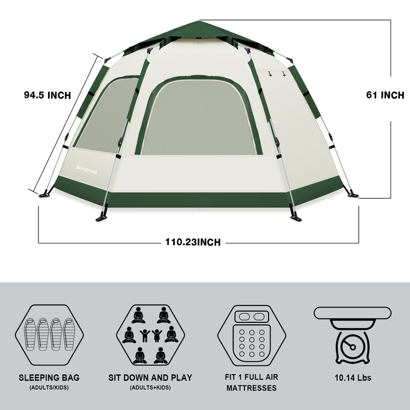 4 6 Person Camping Tent Instant Setup Outdoor Hiking Tent Carry Bag5