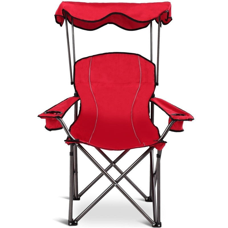 Red Portable Folding Beach Canopy Chair with Cup Holders - 38"x26.5"x51"4