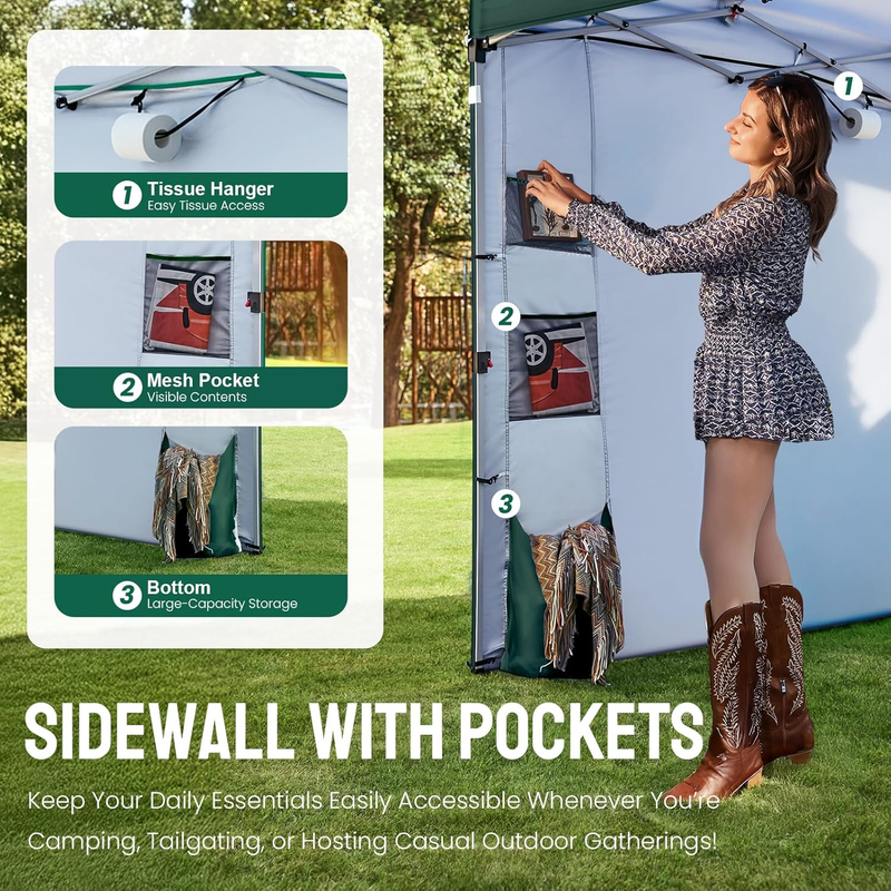 Crown Shades 10x10 Pop Up Canopy Tent w/ Sidewall Easy Setup Forest Green3