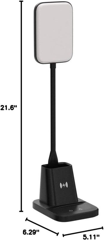 LED Desk Lamp with Wireless Charger & Pen Holder, Dimmable 3 Color Modes8
