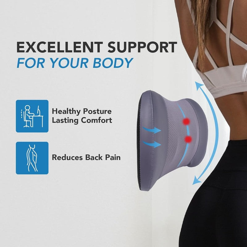 Memory Foam Lumbar Support Pillow for Car & Office   Back Pain Relief Grey4