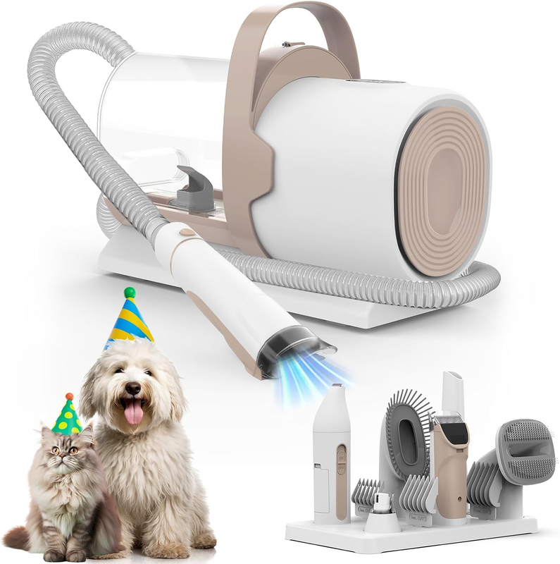 Dog Grooming Vacuum Kit 11000Pa Pet Hair Clipper Nail Grinder 7 Tools 2.5L9