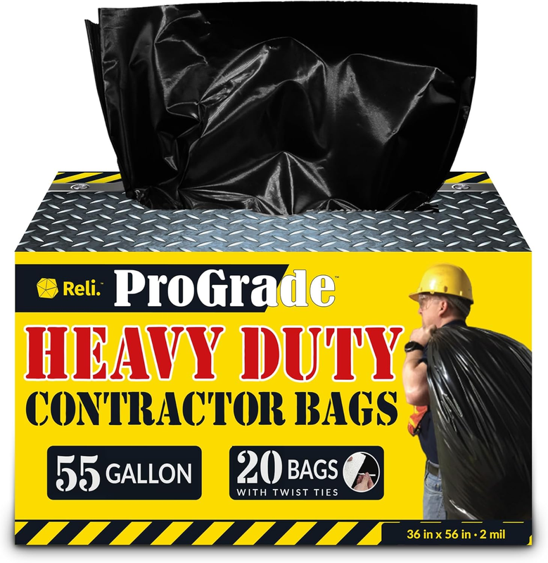 Contractor Garbage Bags 55 Gallon | 20 Trash Bags | Heavy Duty, Black Contractor9