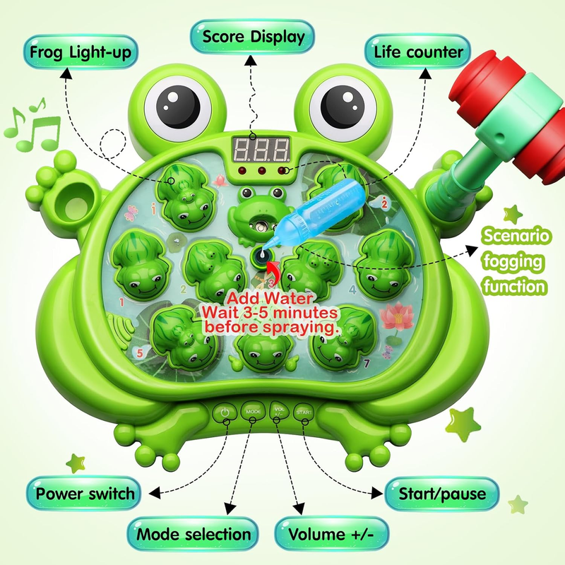 Whack A Frog Game Toy Kids 5 Modes 45 Levels Light Up Musical Toddler Toy1