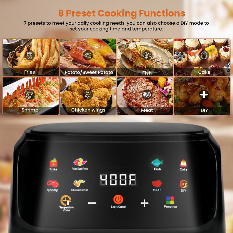 7.5QT Air Fryer   8 in 1 Digital Touchscreen, 1700W, Large Capacity, Black2