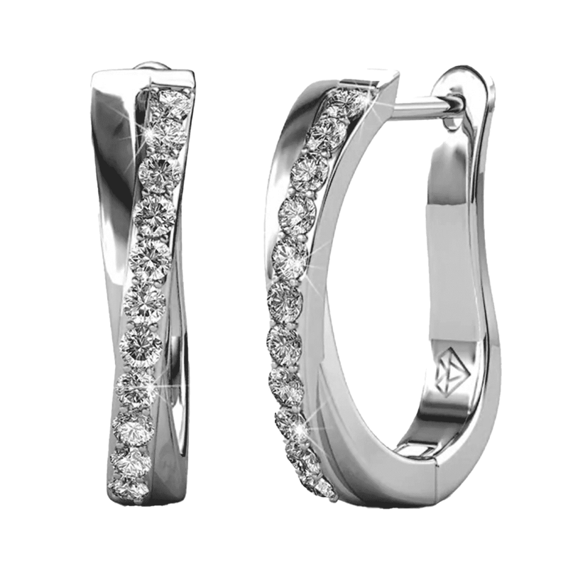 Amaya 18K White Gold Plated 16Mm Hoop Earrings with Crystals Gift for Women9