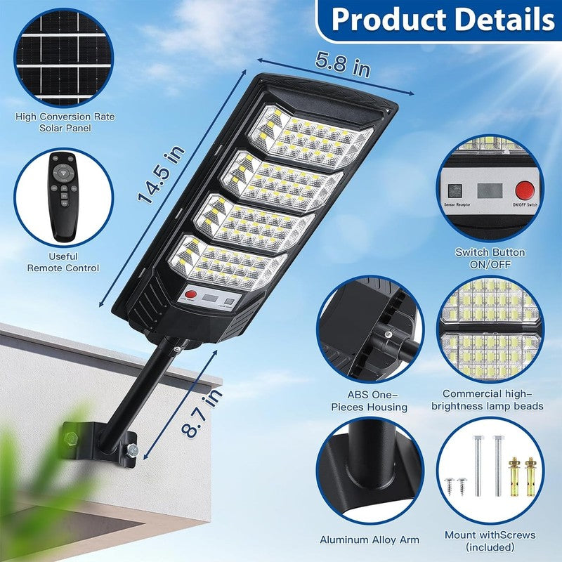 20000LM Solar Street Lights 2 Pack, Waterproof Motion Sensor LED Flood Lights4