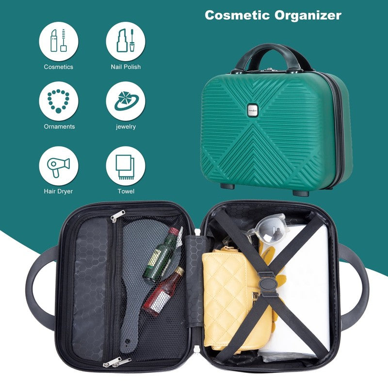 2 Piece Luggage Set Hardside Spinner Wheels Carry On Suitcase Dark Green3