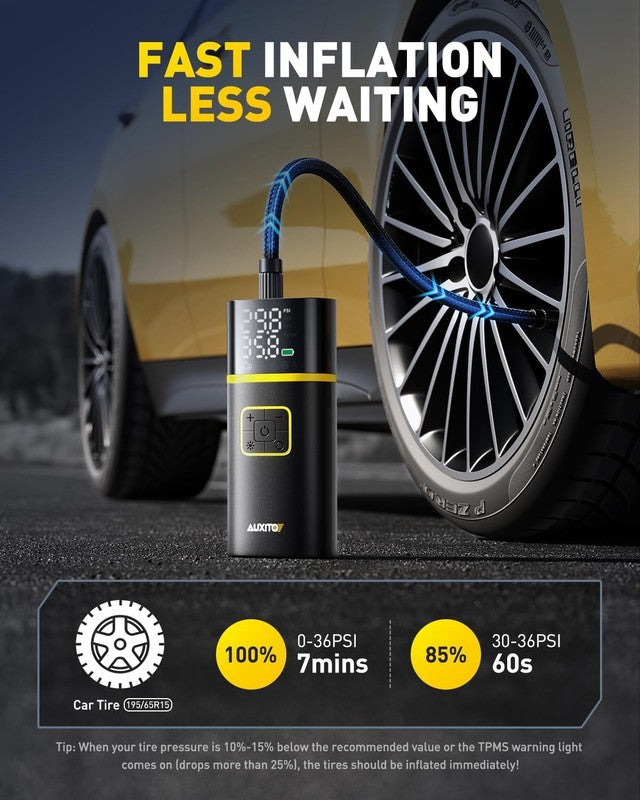 Tire Inflator Portable Air Compressor   150PSI Bike Pump 1Min Fast Inflate with 2