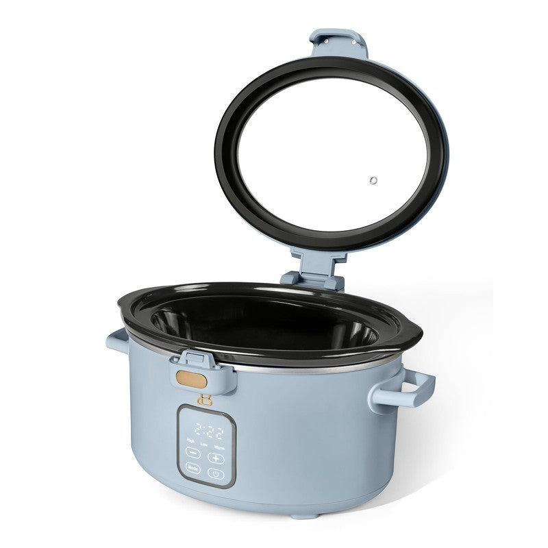 Drew Barrymore 4Qt Digital Slow Cooker Hinged Locking Lid Cornflower Blue5