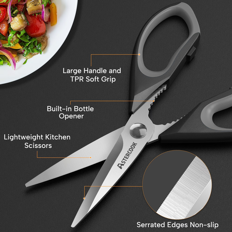 2PCS Kitchen Scissors Heavy Duty Food Shears Serrated Blade Dishwasher Safe3