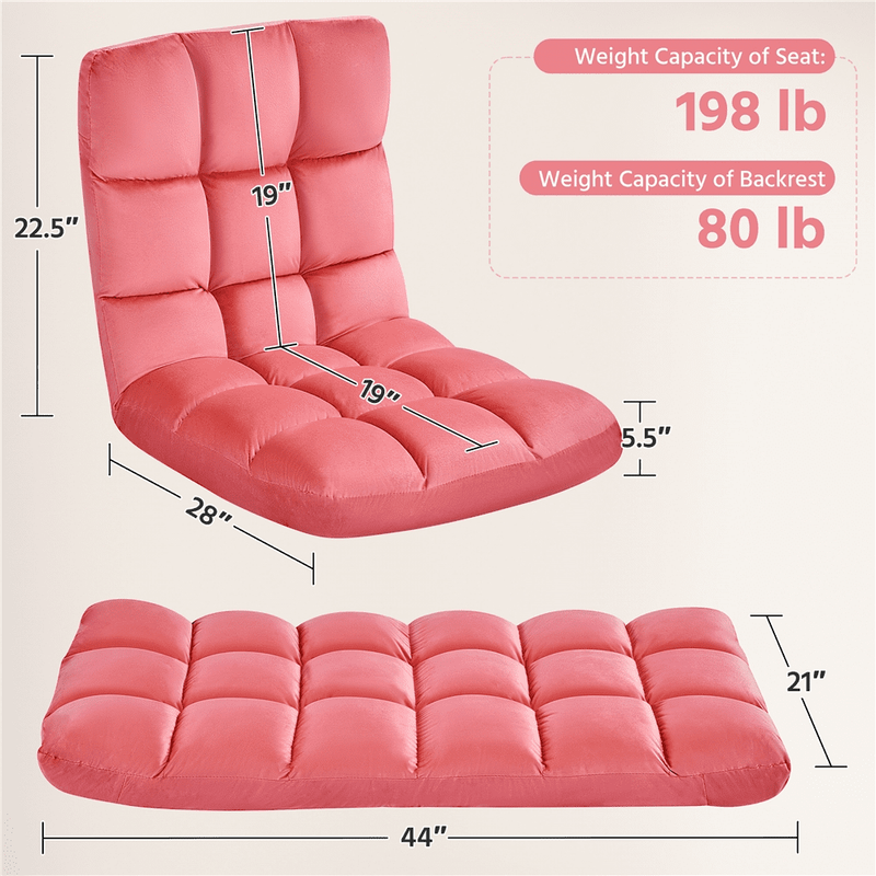 Floor Folding Gaming Sofa Chair with 14 Adjustable Positions, Pink8