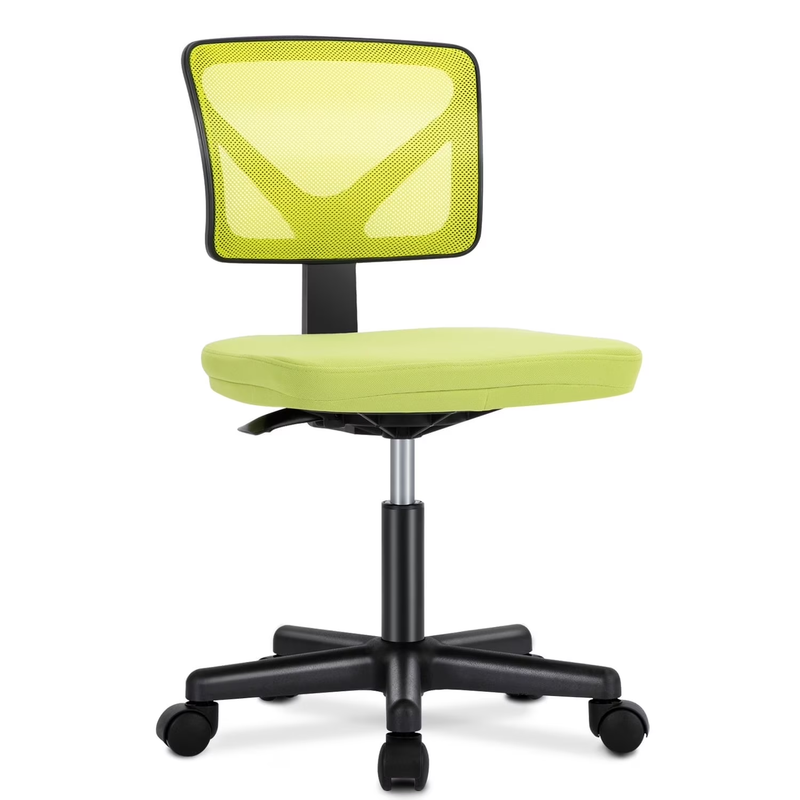 Home Office Desk Chair Armless Mesh Swivel Adjustable Low Back Green0