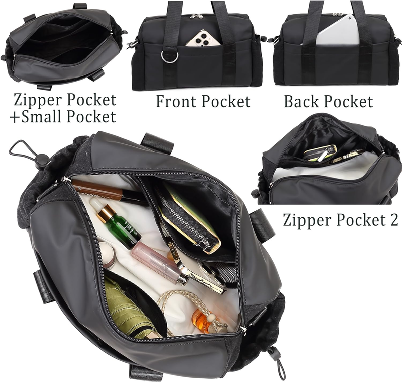 Everyday Mini Gym Bag Women 2.0 Tote Waterproof Travel Duffle Black Coin Wallet2