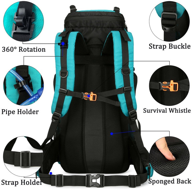 60L Travel Hiking Camping Backpack with Rain Cover,Backpack Water Resistant,Trav3
