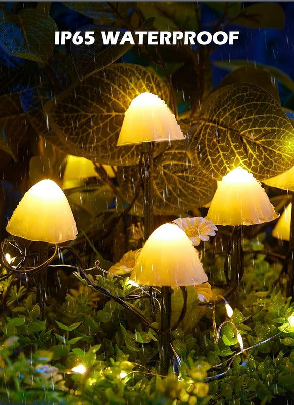 Solar Mushroom Garden Lights for Outside, 20 LED 32.8FT Solar Pathway Lights Out2