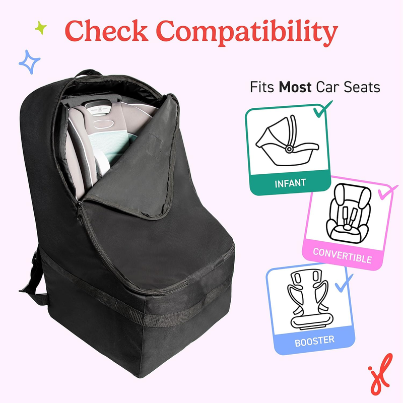 Padded Car Seat Travel Bag Backpack Airline Gate Check Infant Booster Black3
