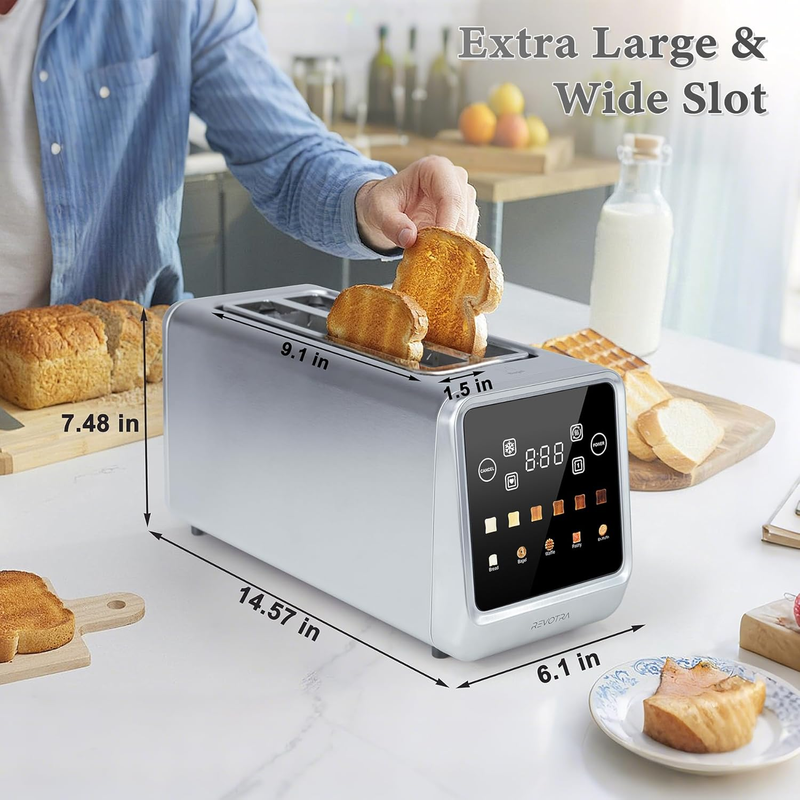 4 Slice Long Slot Toaster - Touch LED, Wide Slots, Dual Control, 6 Shades3