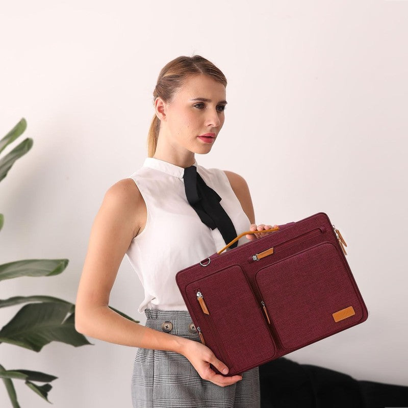15.6 Inch Laptop Shoulder Bag 360 Protective Messenger 4 Zipper Pockets1
