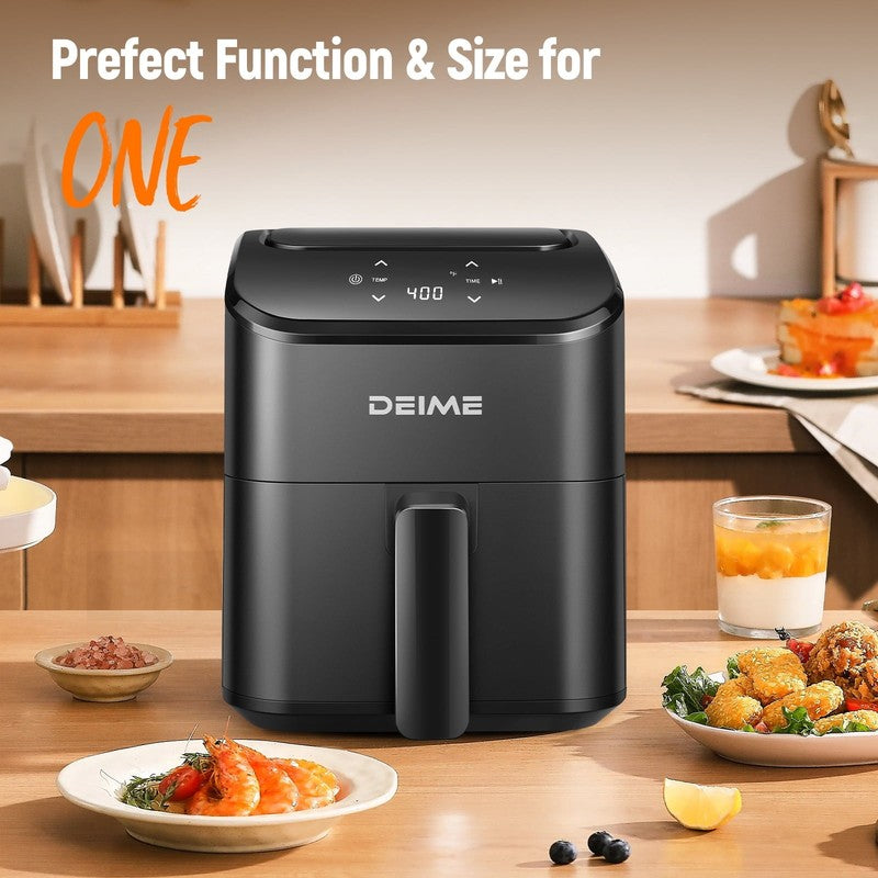3QT Digital Air Fryer, Compact & Quiet, Bake, Reheat, Nonstick Basket, Black5