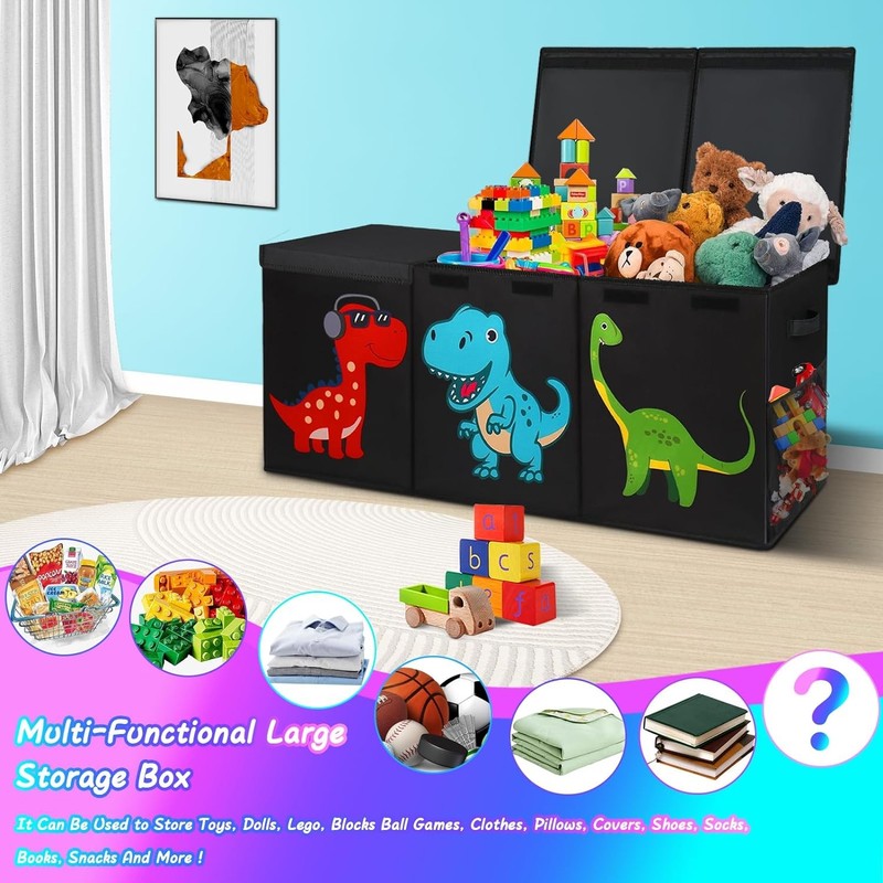 Extra Large Toy Box Chest Collapsible Dinosaur Storage Bin Kids Organizer2