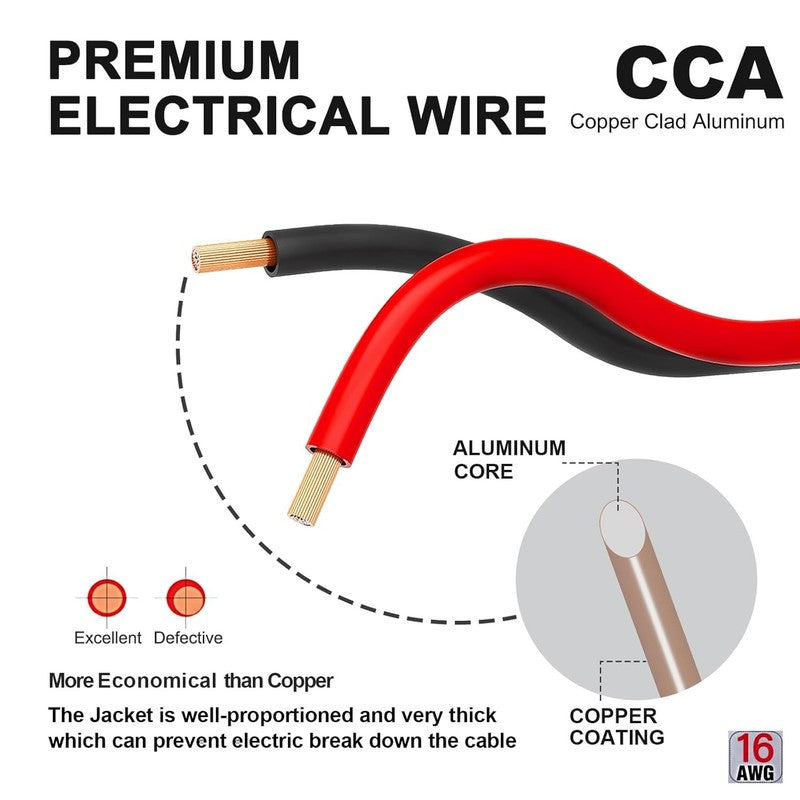 16 Gauge 100FT Red Black Electrical Wire for LED Strips & Home Use3