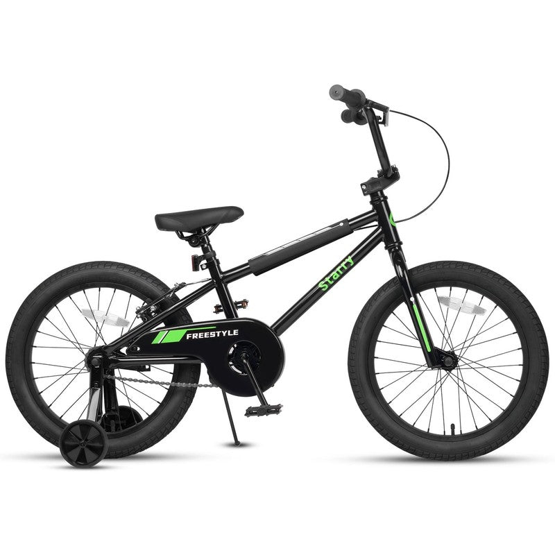 18in Kids BMX Bike w/ Training Wheels Coaster Brake Ages 6 9 Black1