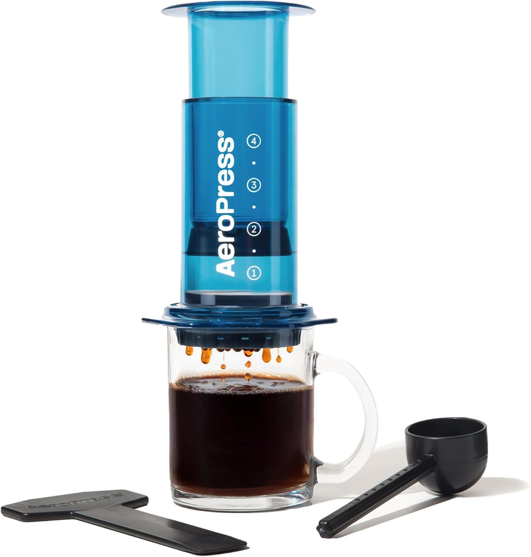 Clear Blue Coffee Press French Press Pour Over Espresso Travel Camping Brewer0