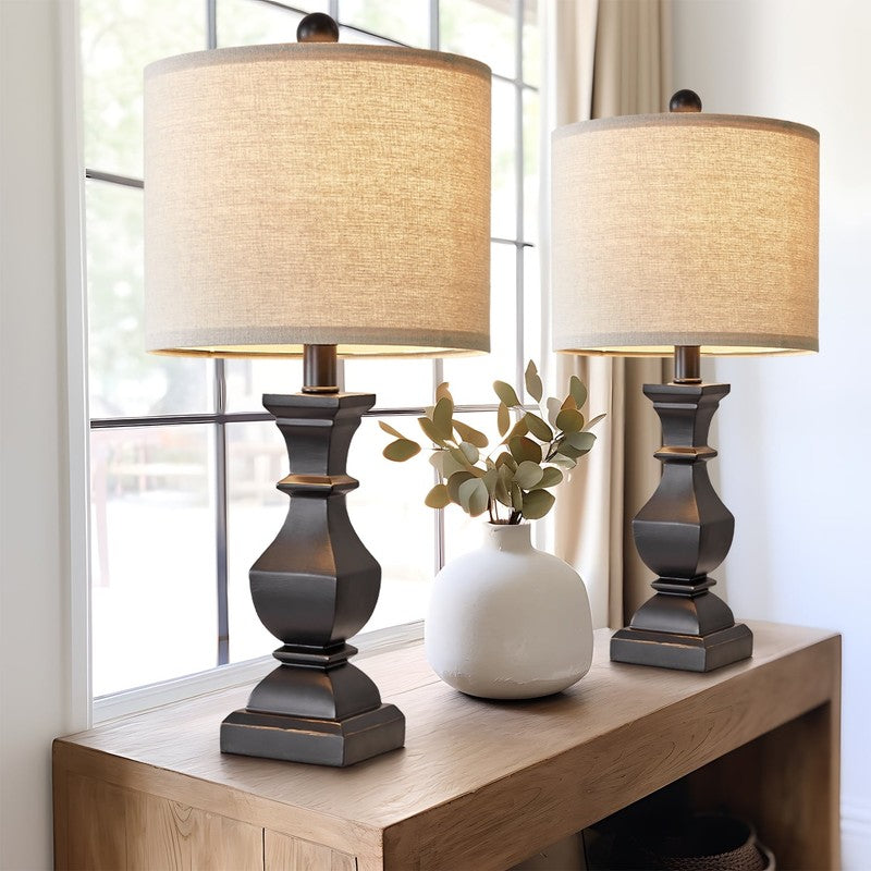 Set of 2 Retro Table Lamps 20.5" Vintage Rustic Bedside Lamps for Bedroom6