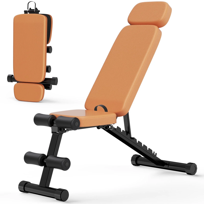 Adjustable Weight Bench 800LB Foldable Brown Olympic Home Gym8