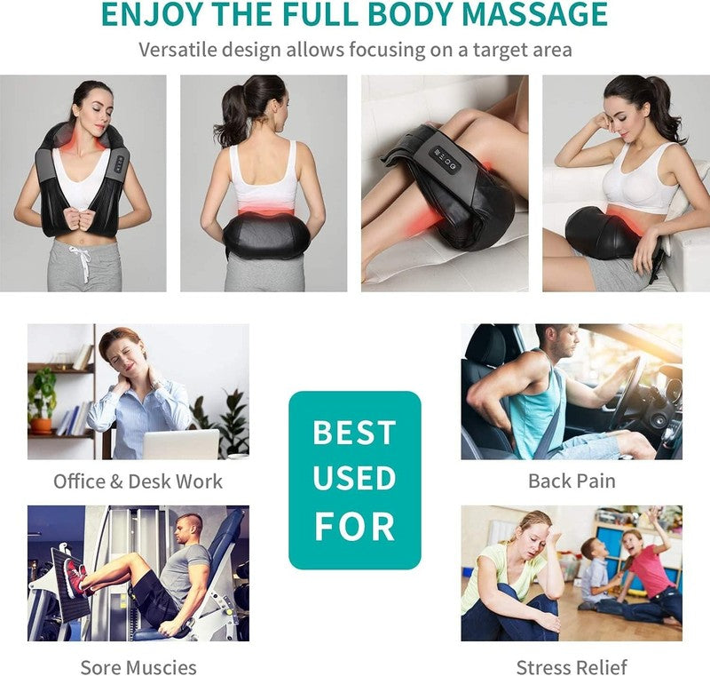 Shiatsu Neck Massager for Pain Relief Deep Tissue with Heat, 3D Kneading Massage6