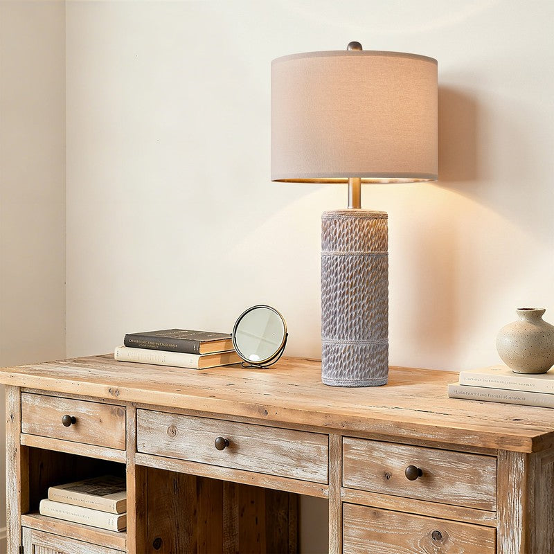 Set of 2 25.5" Farmhouse Table Lamps Resin Retro for Bedroom & Living Room2