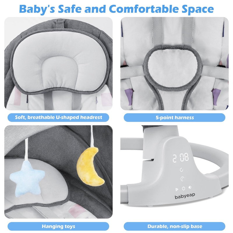 Baby Swing for Infants Motorized Swing w/ Music Speaker Remote Control Gray8
