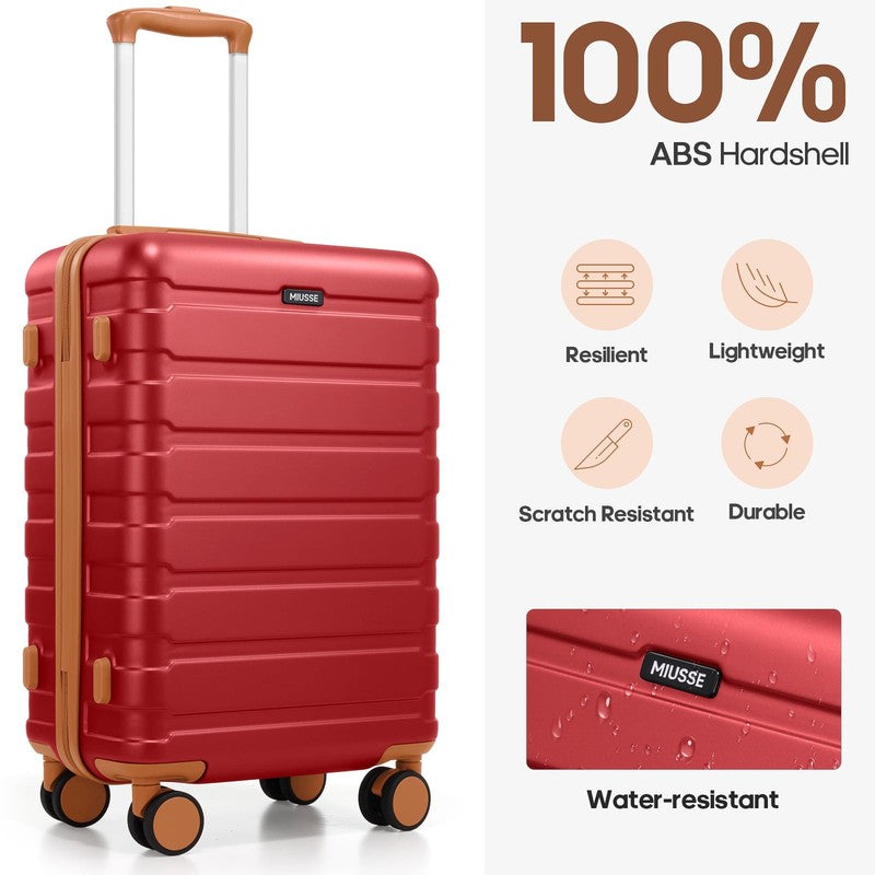 3 Piece Carry On Luggage Set Hardshell Spinner TSA Lock YKK Zipper Backpack Set1