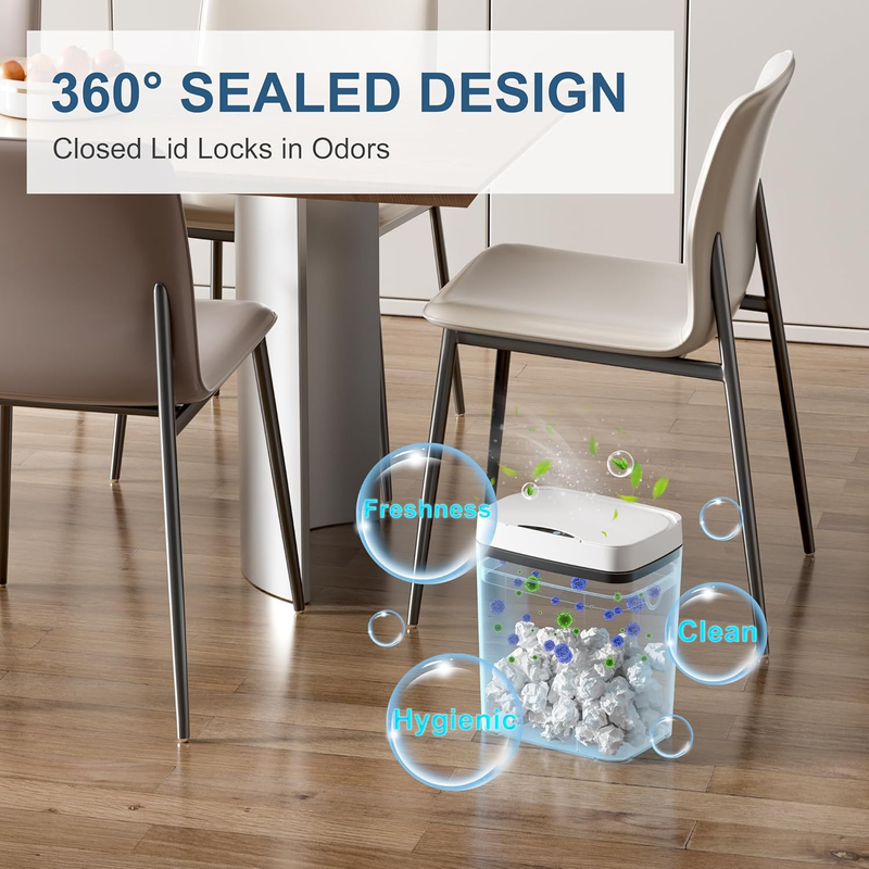 2 Pack 2.7 Gal Touchless Motion Sensor Bathroom Trash Can w/ Lid Slim5